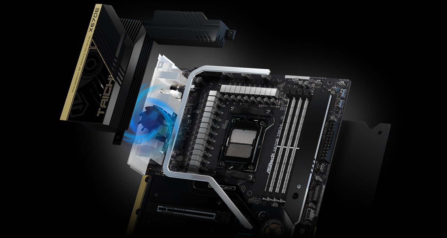 ASRock X670E Taichi AM5 EATX Motherboard. 4xDDR5 slots 2 x PCIe